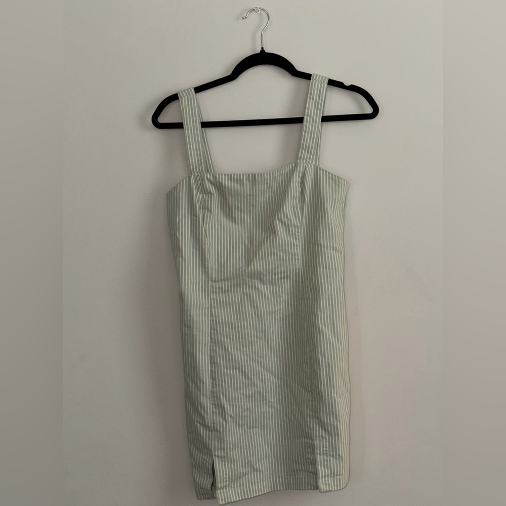 H&M Light Green Striped Mini Dress